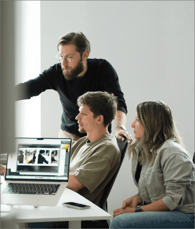 Design team collaborating in the studio